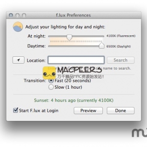 f.lux for mac 36.8 显示器的色彩自动适应