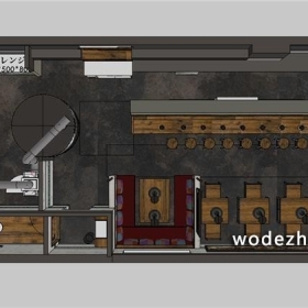 sketchup工装室内设计案例SU模型日式小型餐饮空间吧台禅意x247