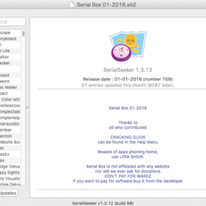 Serial Box for Mac 01.2016 Serialbox序列号大全库 mac软件算号器